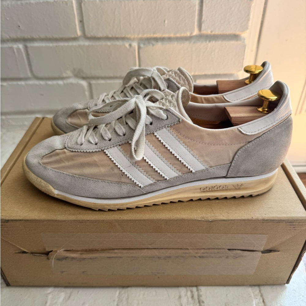 Adidas Cream and Gray Retro Sneakers
